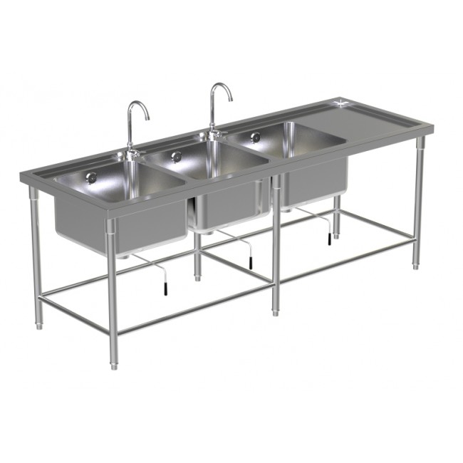 Triple Sink Table W/2 Faucet 2